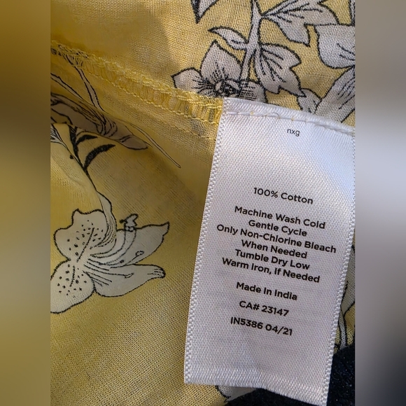 Yellow Floral Patterened Cotton Shirt Small Size No Brand Label - Picture 10 of 10